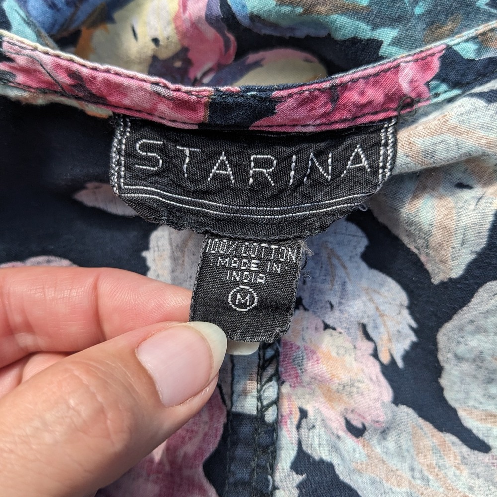 Vintage 90s Starina Floral Garden Dress M Cottagecore Button Front Corset Ruffle - Picture 8 of 15
